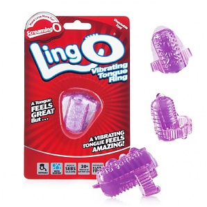 Ling O Vibrating Tongue Ring Silicone Waterproof Purple