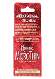 Kimono Microthin Ultra Thin Barely There Lubricated Latex Condoms 3-Pack (42906.10)