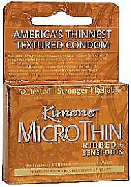 Kimono Microthin Condoms Ribbed Plus Sensi Dots 3 Pack (87718.10)