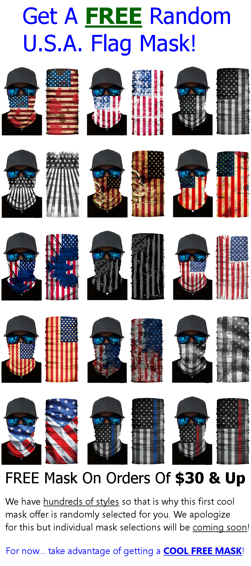 Free Cool, High Quality USA Flag Microfiber Face Mask!